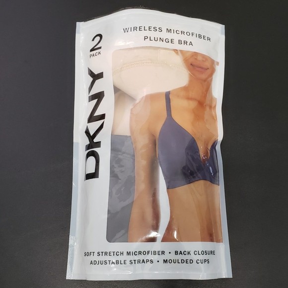 DKNY Set of 2 No-Wire Medium Bras in Package, Ink and Sand (Dark Grey and Beige) - Picture 1 of 8